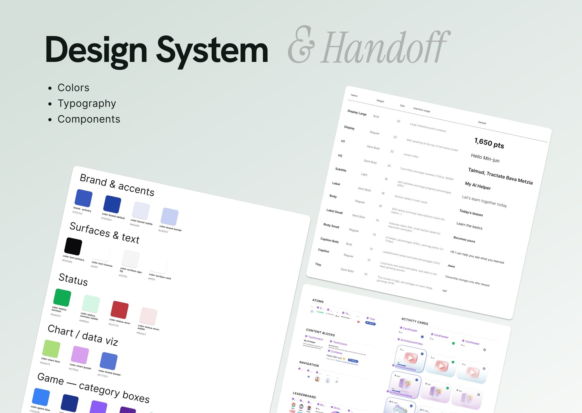 Talmind Design System & Handoff: colours, typography and components