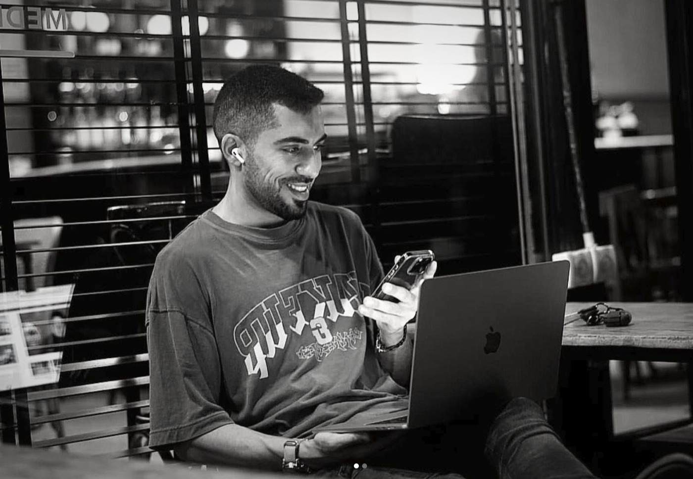 Yehuda working on a laptop