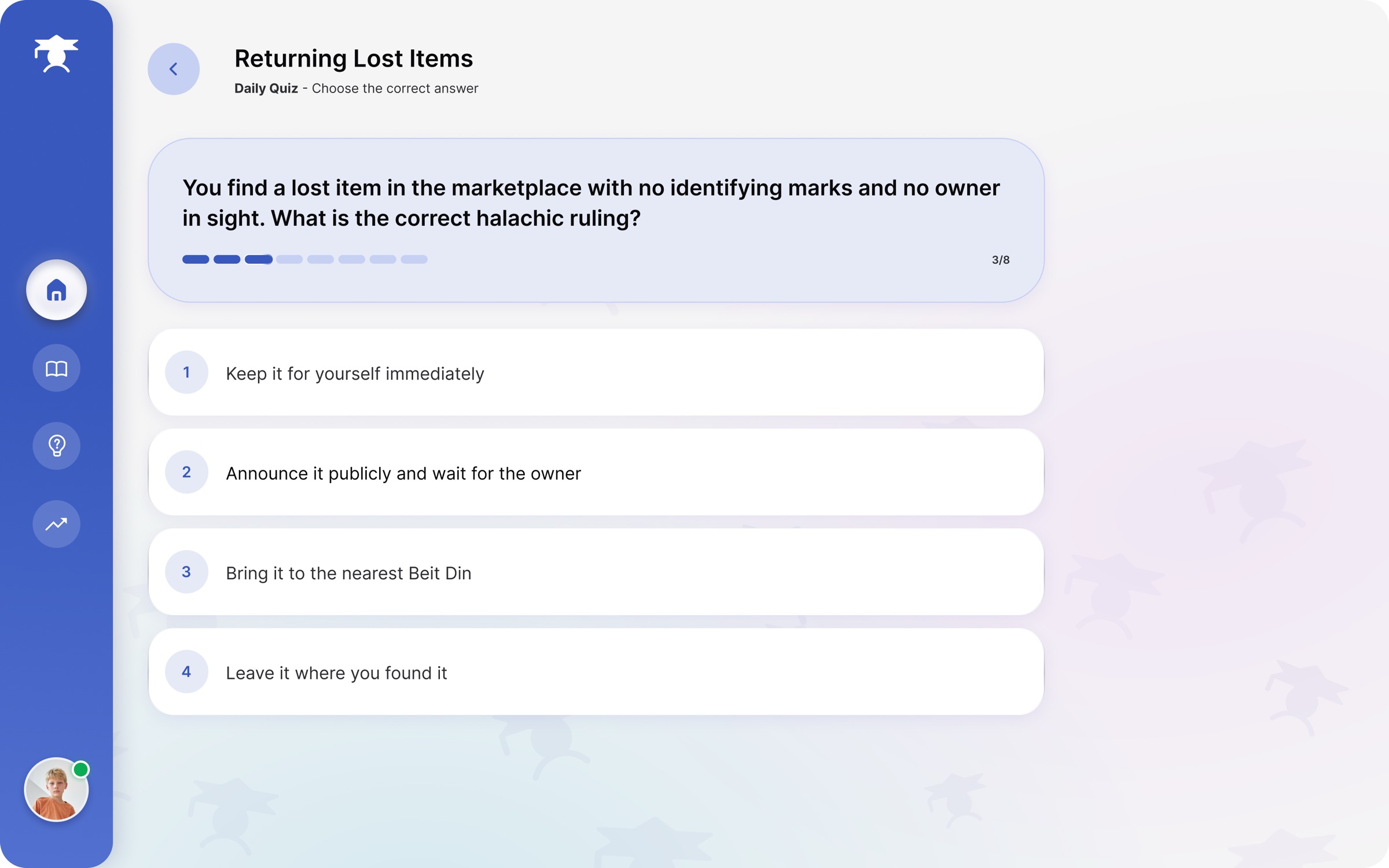 Talmind daily quiz screen