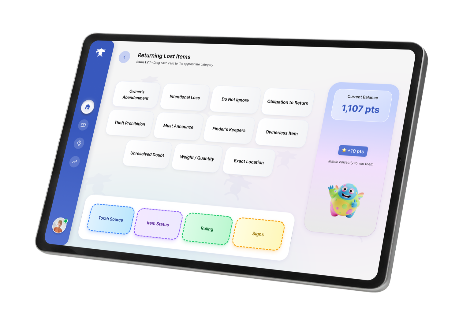 Talmind drag-and-match game on a tablet