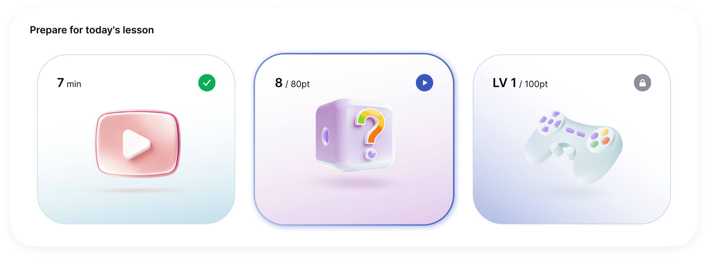 Prepare for today's lesson: video, quiz and game steps